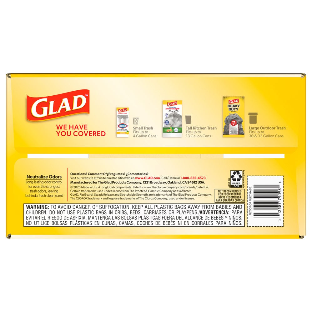 Glad Tall Kitchen Drawstring Gain Original Odor Shield 13 Gallon - 110ct/3pk