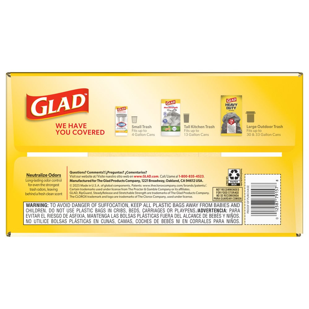 Glad Tall Kitchen Drawstring Lavender Odor Shield 13 Gallon - 110ct/3pk