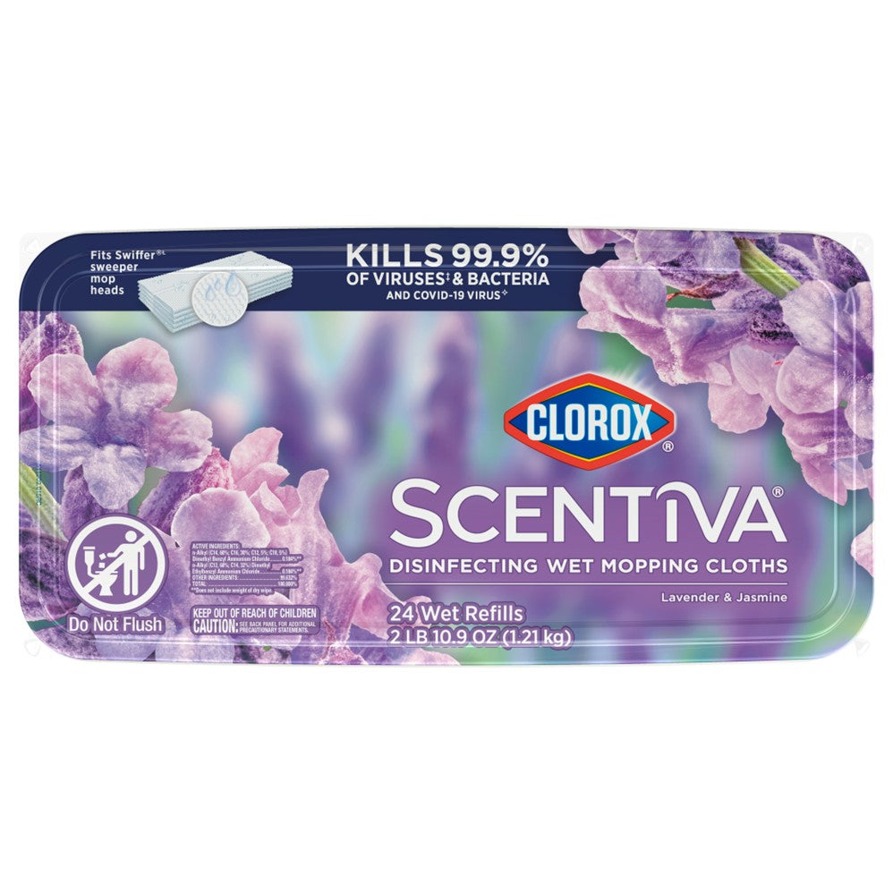 Clorox Scentiva Disinfecting Wet Mopping Cloths Lavender & Jasmine - 24ct/6pk