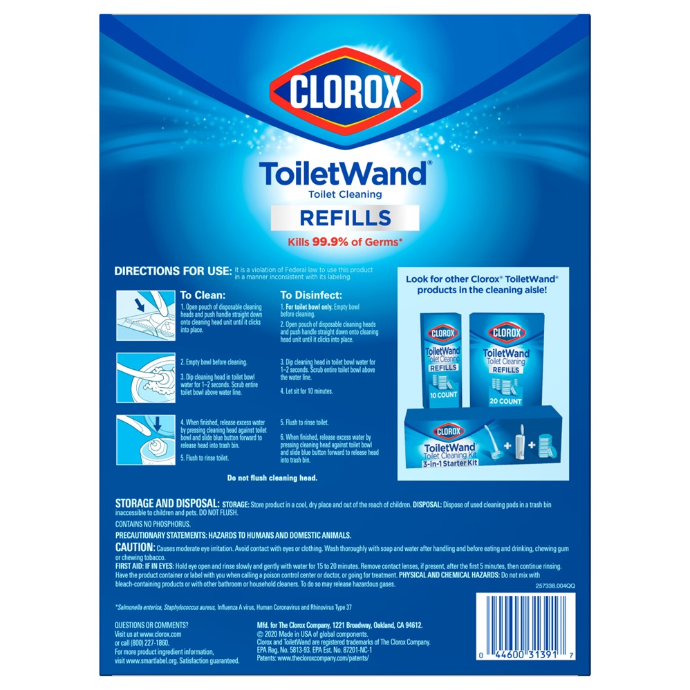 Clorox Toiletwand Disposable Toilet Cleaning Rainforest Rush Refill - 20ct/4pk