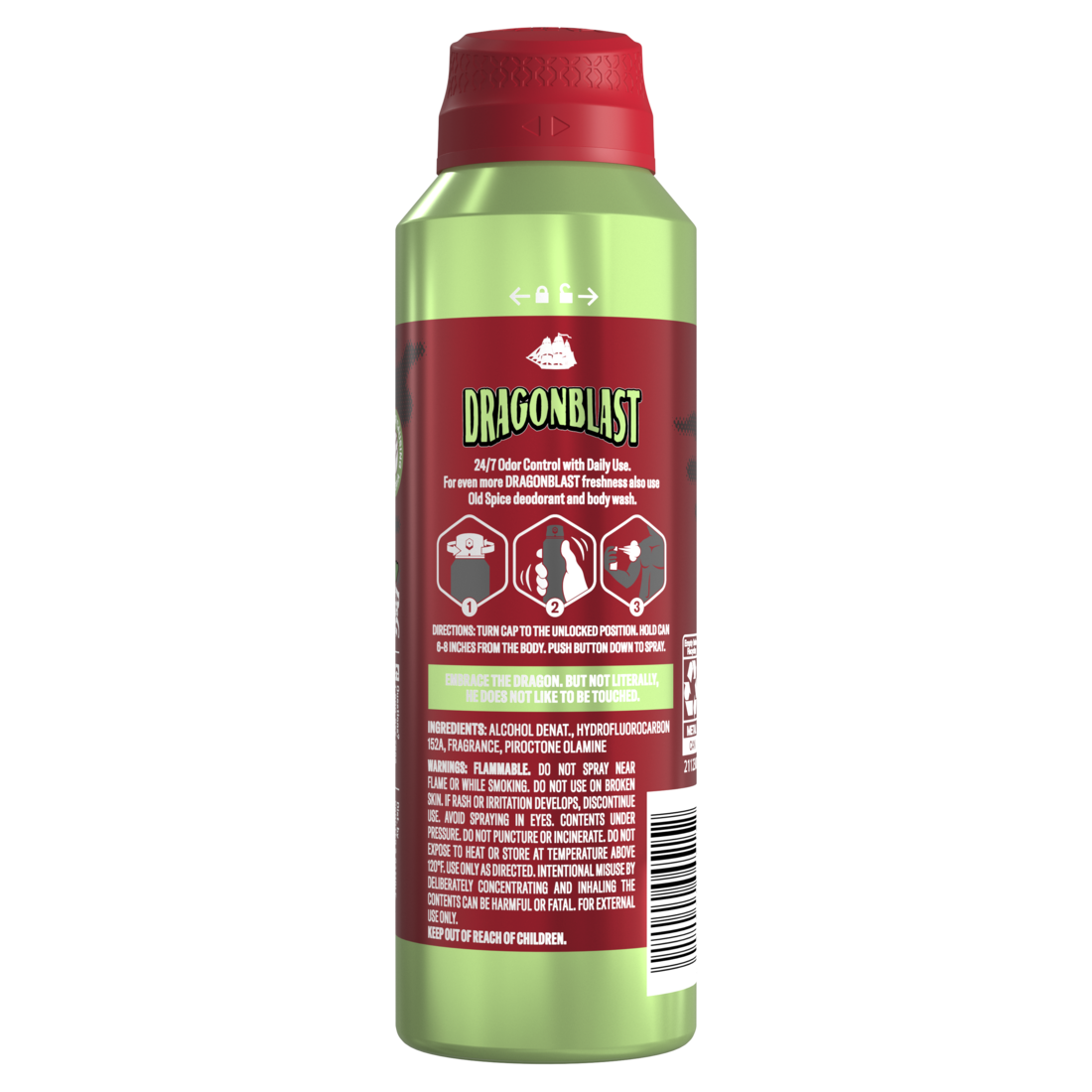 Old Spice Aluminum Free Deodorant For Men 24/7 Freshness Body Spray Long Lasting Odor Protection Cologne Quality Fragrance Dragonblast Warm Woodsy Scent - 5.1oz/12pk