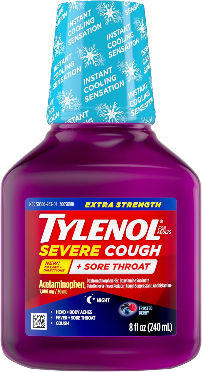 Tylenol Extra Strength Severe Cough + Sore Throat Frosted Berry - 8oz/24pk
