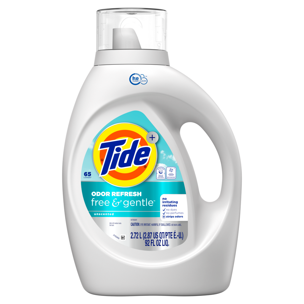 Tide Free And Gentle Odor Refresh Laundry Detergent Liquid 65 Loads Hypoallergenic Laundry Detergent - 92oz/4pk