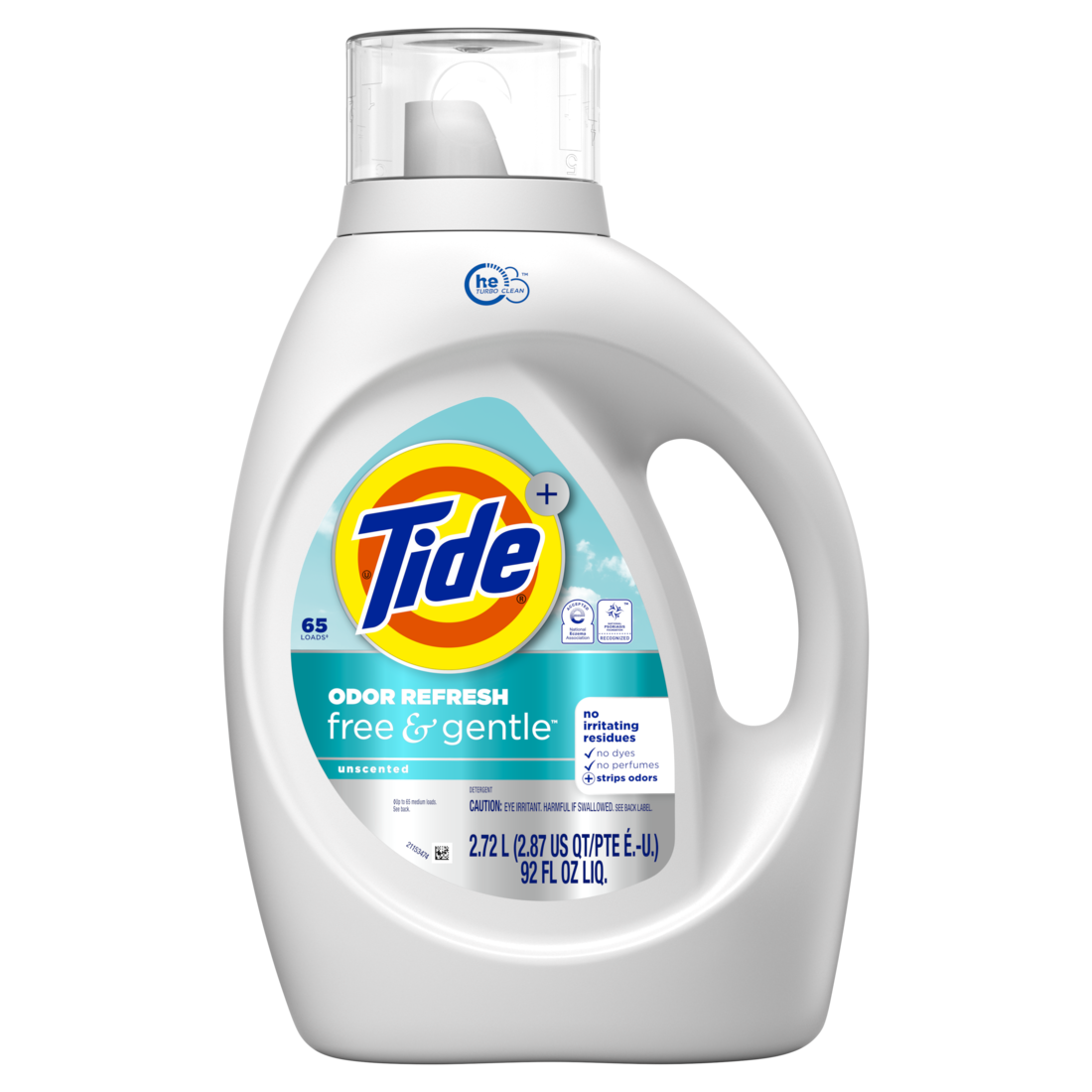 Tide Free And Gentle Odor Refresh Laundry Detergent Liquid 65 Loads Hypoallergenic Laundry Detergent - 92oz/4pk