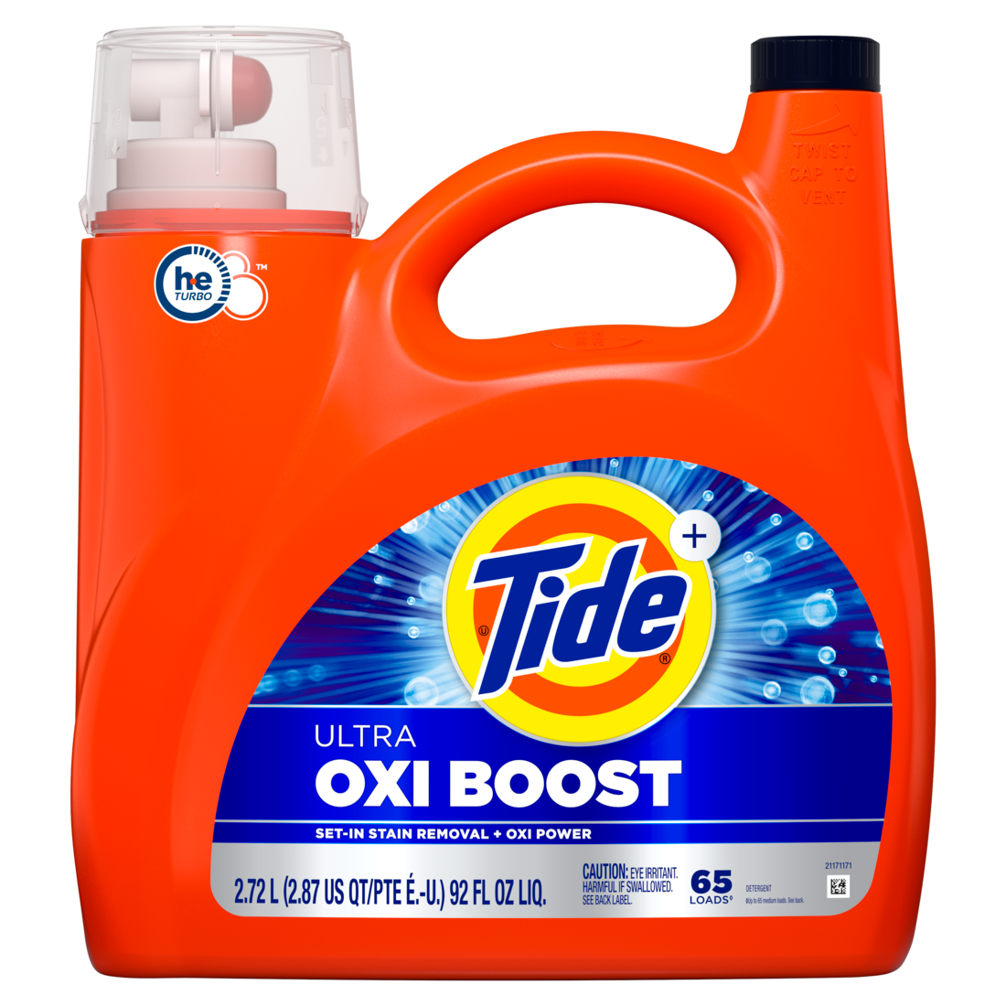 Tide Ultra Oxi Boost Liquid Laundry Detergent 65 Loads Advanced Stain Remover Laundry Detergent Liquid With Extra Oxi Power - 92oz/4pk