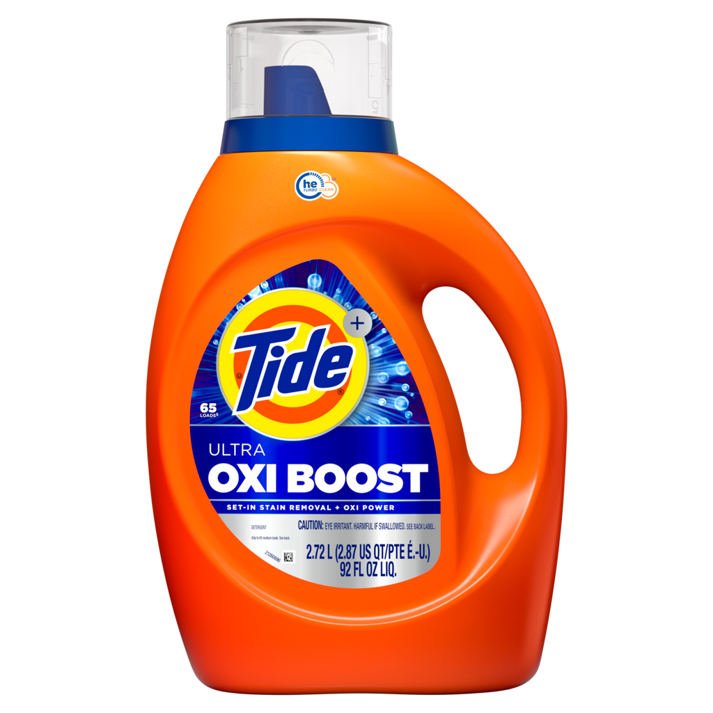 Tide Ultra Oxi Boost Liquid Laundry Detergent 65 Loads Advanced Stain Remover Laundry Detergent Liquid With Extra Oxi Power - 92oz/4pk