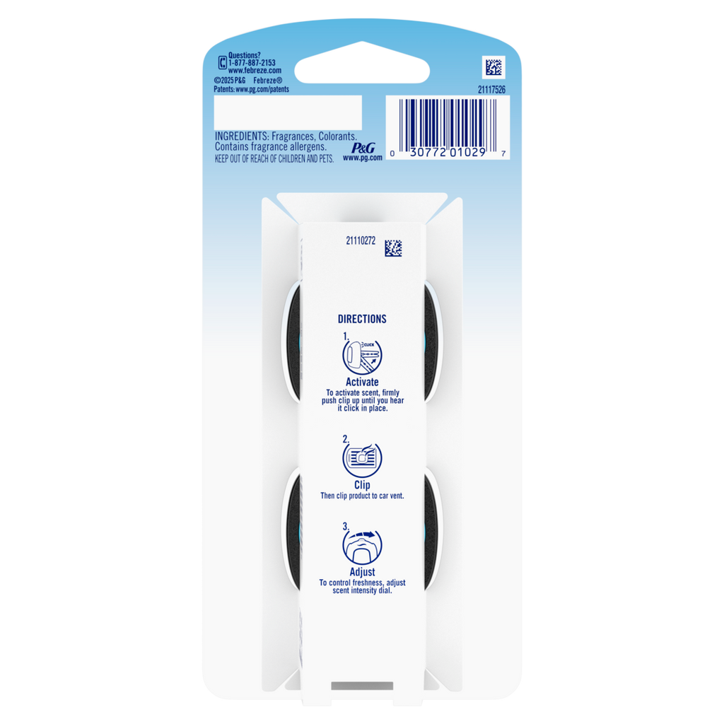 Febreze Auto Air Freshener Odor-Fighting Automotive Vent Clip Wilderness Scent - (2x0.07)oz/8pk