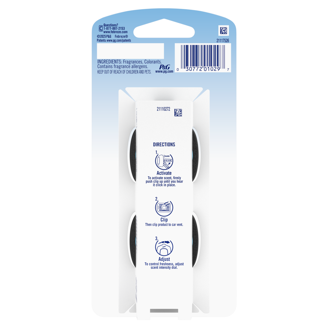 Febreze Auto Air Freshener Odor-Fighting Automotive Vent Clip Wilderness Scent - (2x0.07)oz/8pk