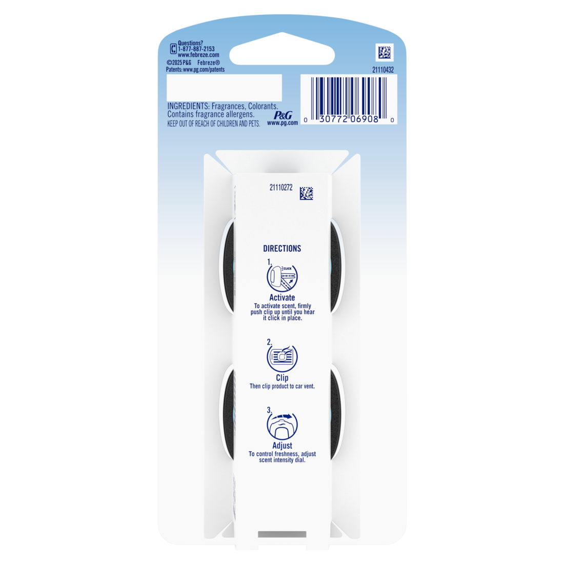 Febreze Auto Air Freshener Odor-Fighting Automotive Vent Clip Gain Original Scent - (2x0.07)oz/8pk