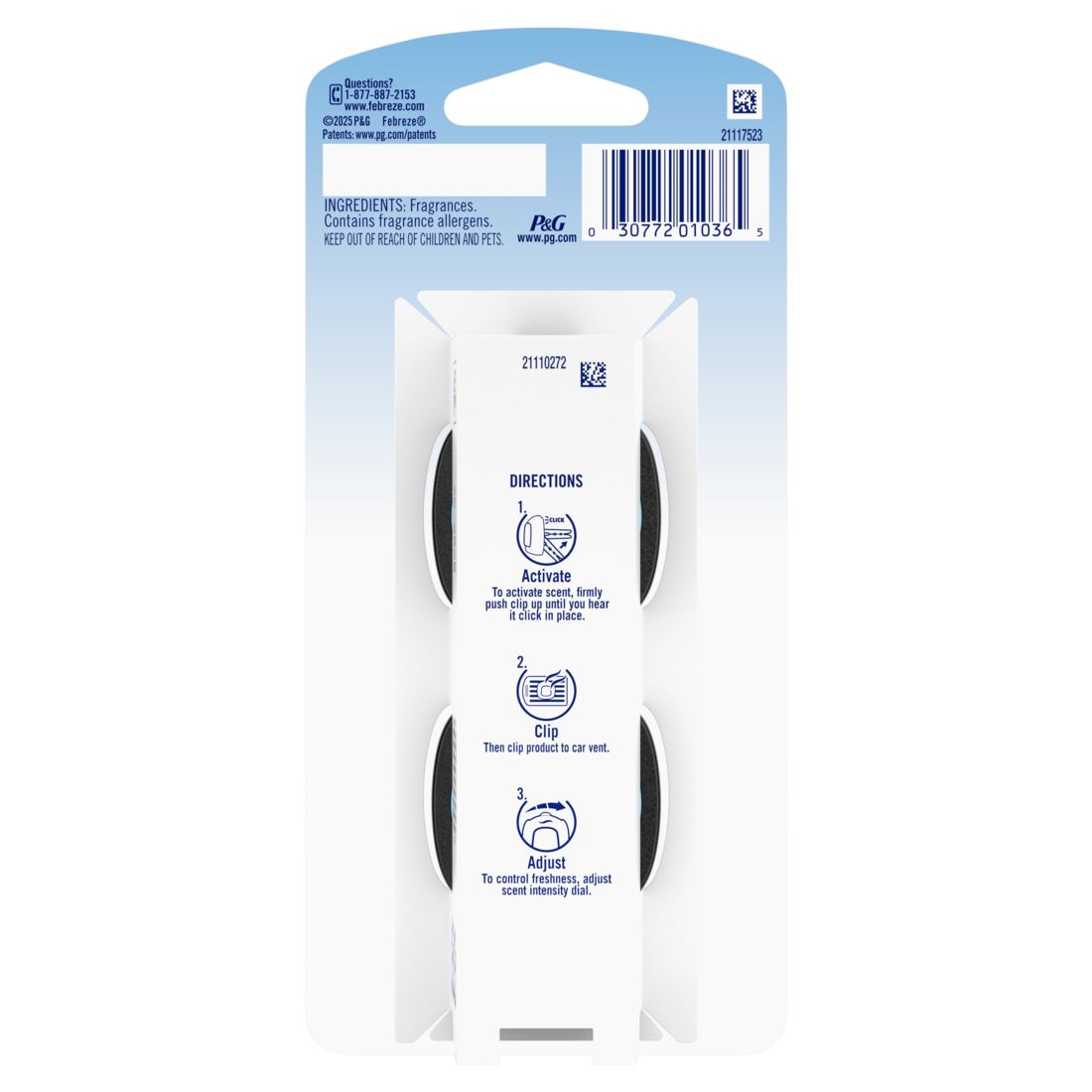 Febreze Auto Air Freshener Odor-Fighting Automotive Vent Clip Lush Scent - (2x0.07)oz/8pk