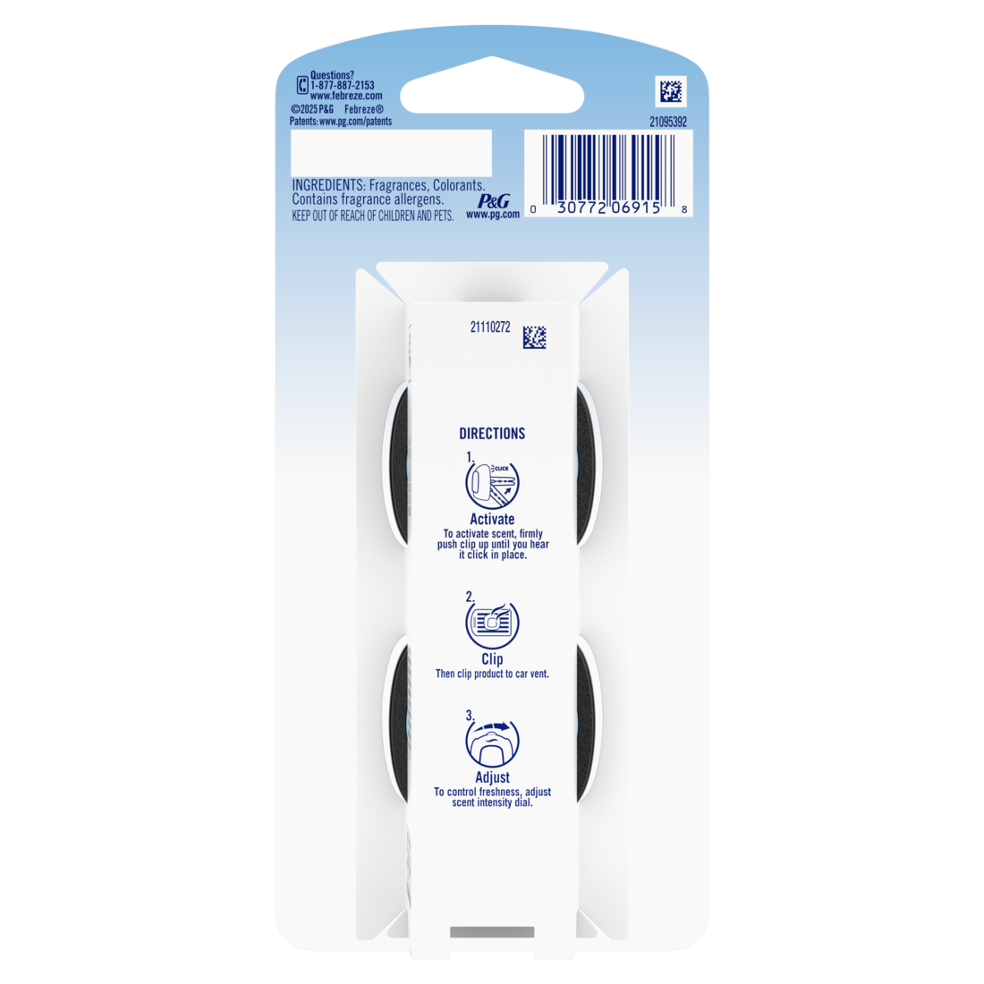 Febreze Auto Air Freshener Odor-Fighting Automotive Vent Clip Laundry Fresh Scent - (2x0.07)oz/8pk