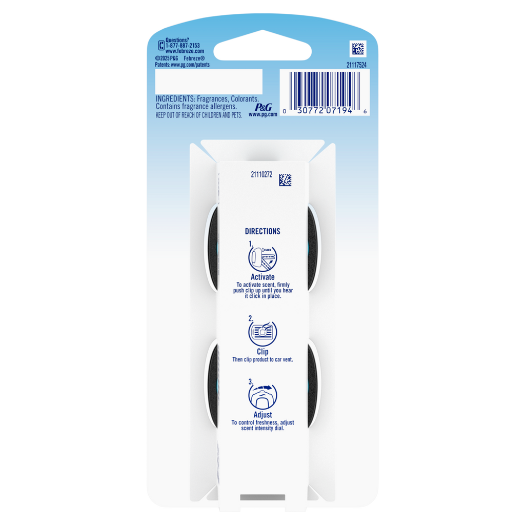 Febreze Auto Air Freshener Odor-Fighting Automotive Vent Clip Cedar Scent - (2x0.07)oz/8pk