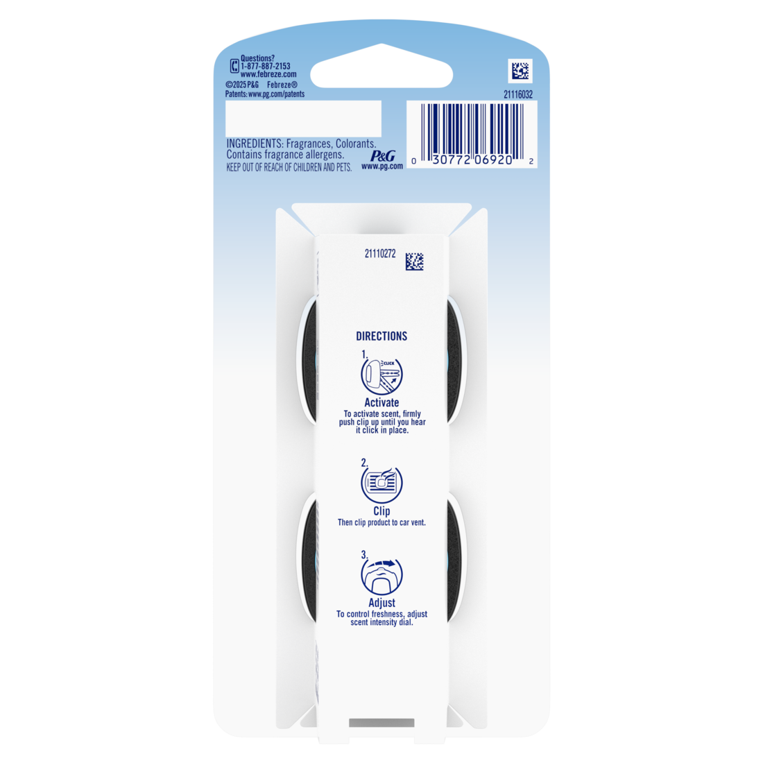Febreze Auto Air Freshener Odor-Fighting Automotive Vent Clip New Car Scent - (2x0.07)oz/8pk