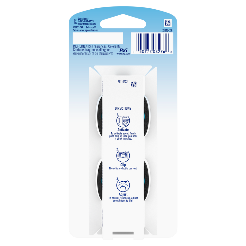 Febreze AUTO Air Freshener Odor-Fighting Automotive Vent Clip Fresh Citrus Scent - (2x0.07)oz/8pk