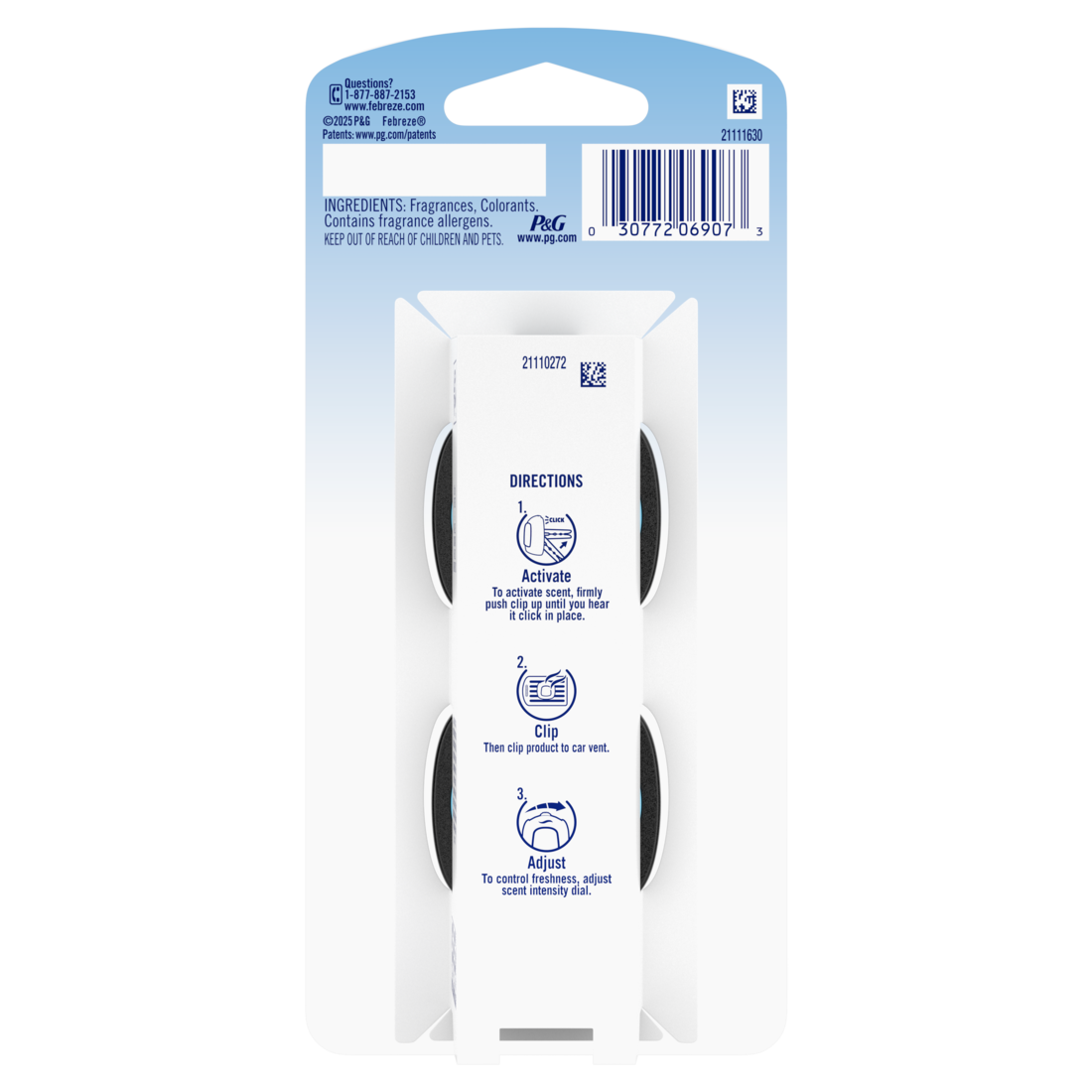Febreze Auto Air Freshener Odor-Fighting Automotive Vent Clip Midnight Scent - (2x0.07)oz/8pk
