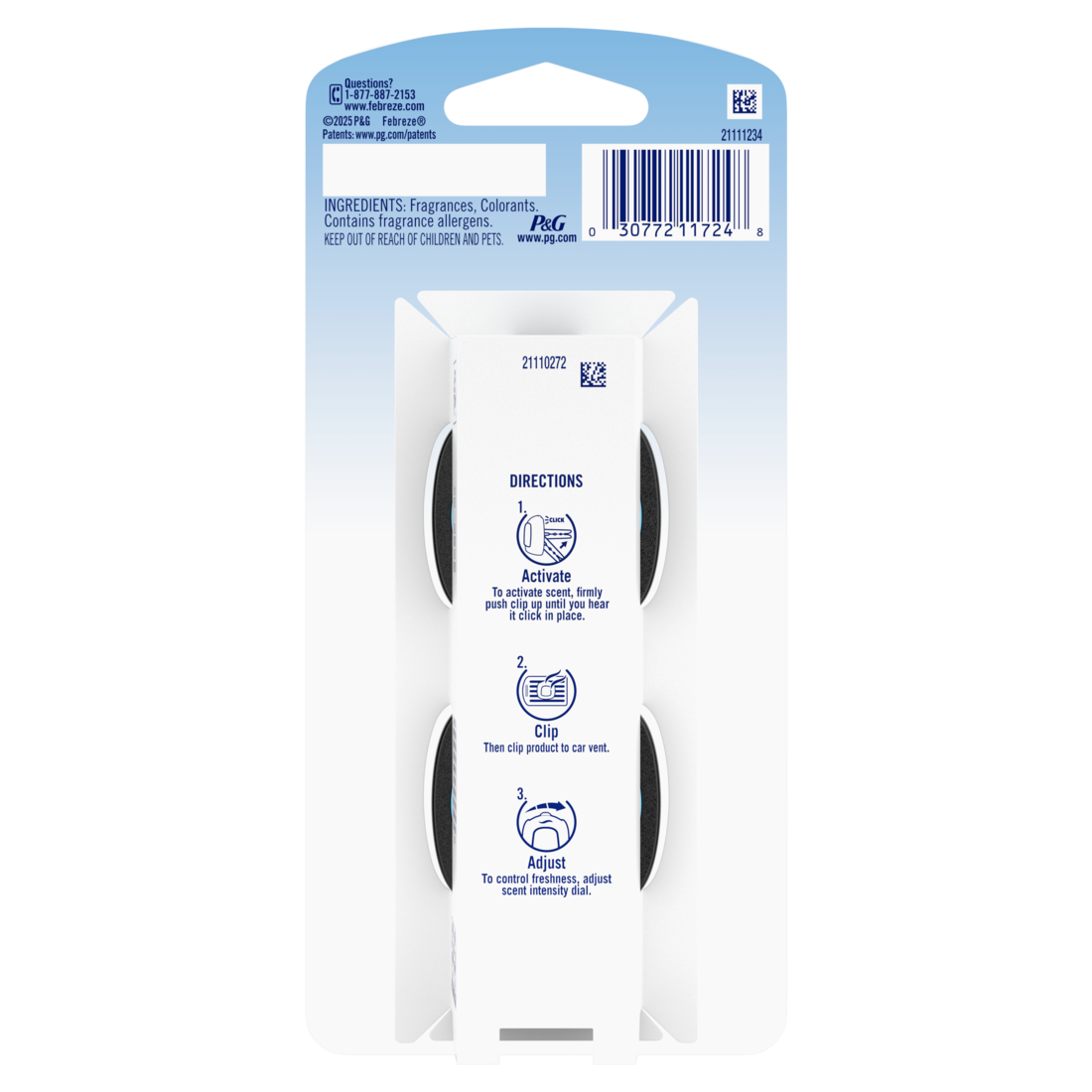 Febreze Auto Air Freshener Odor-Fighting Automotive Vent Clip Sandalwood Scent - (2x0.07)oz/8pk