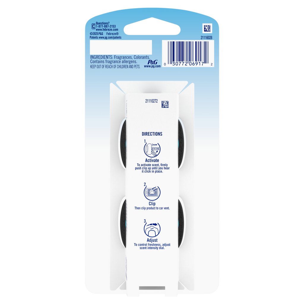 Febreze Auto Air Freshener Odor-Fighting Automotive Vent Clip Tropical Beach Scent - (2x0.07)oz/8pk