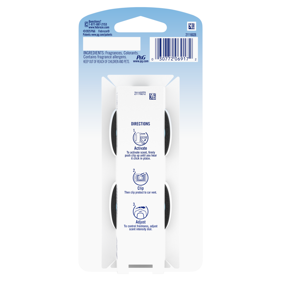 Febreze Auto Air Freshener Odor-Fighting Automotive Vent Clip Tropical Beach Scent - (2x0.07)oz/8pk