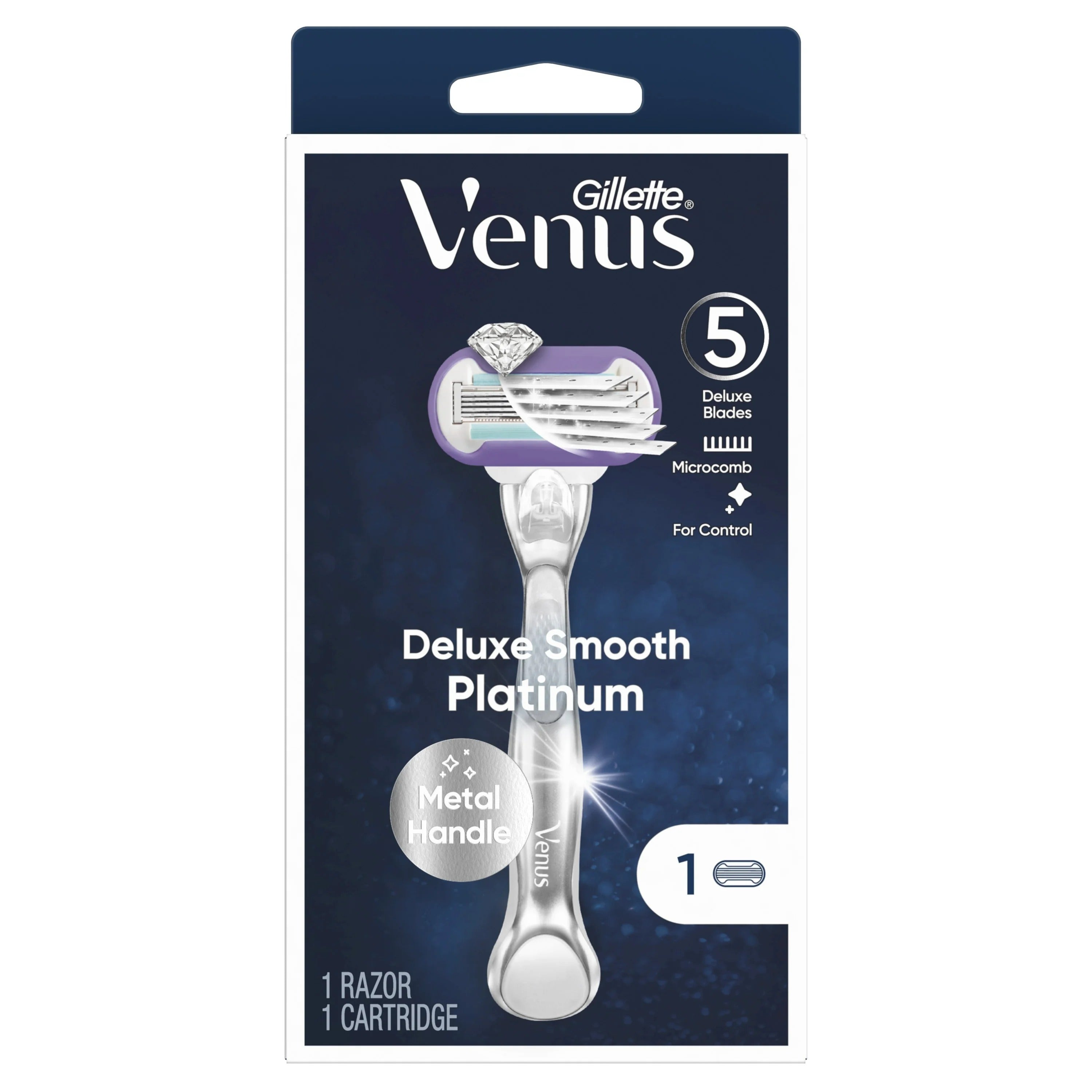 Venus Deluxe Smooth Platinum 1UP 1 Razor 1 Cartridge - 1box/6pk