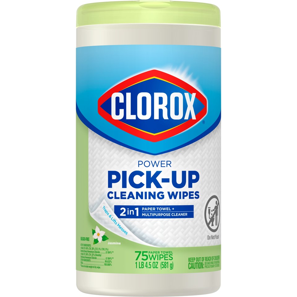 Clorox Power Pick-Up Cleaning Wipes 2 in 1 Paper Towel and Multipurpose Cleaner Jasmine - 75ct/6pk