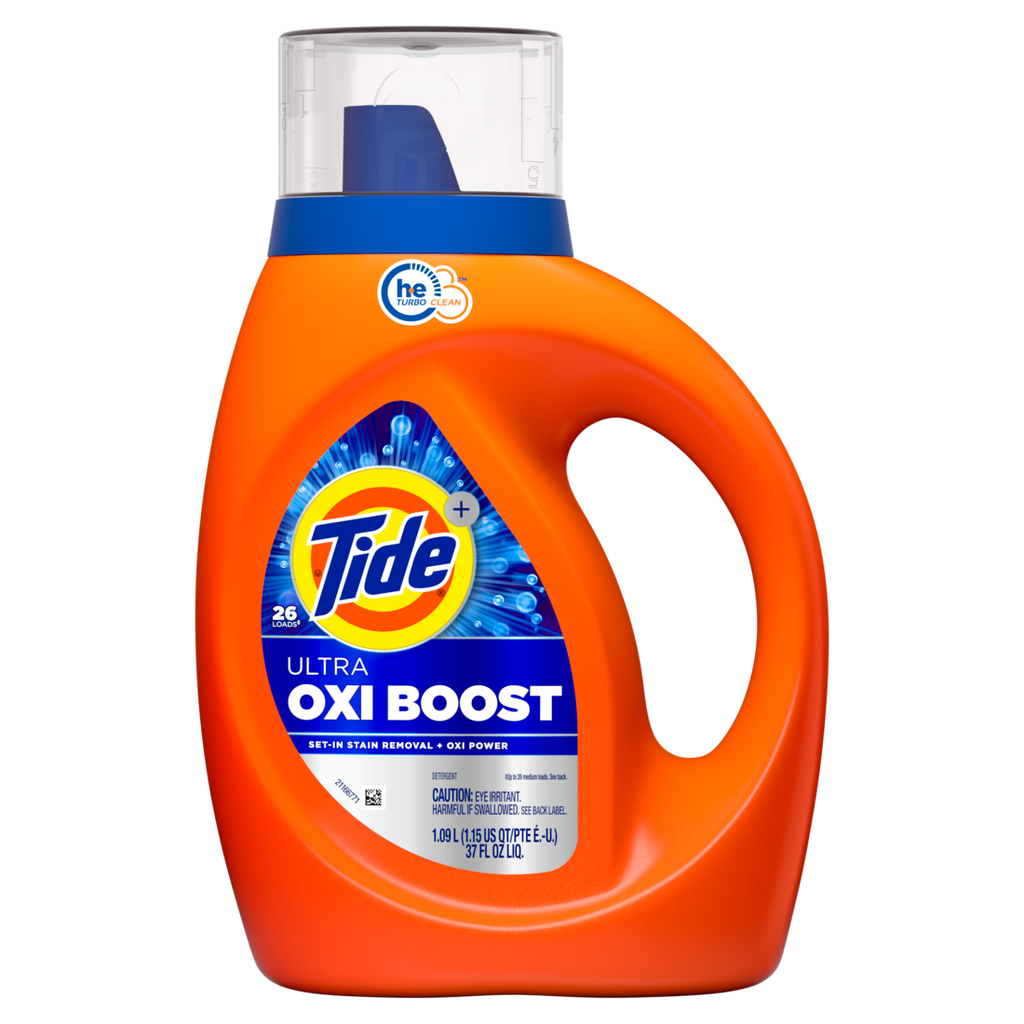 Tide Ultra Oxi Boost Liquid Laundry Detergent 26 Loads Advanced Stain Remover Laundry Detergent Liquid With Extra Oxi Power - 37oz/6pk