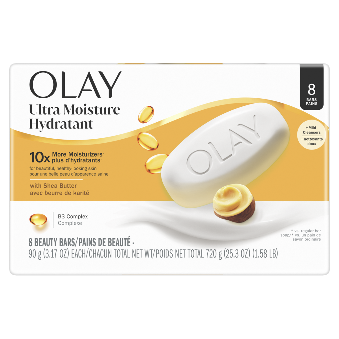 Olay Ultra Moisture Shea Butter Beauty Bar With Vitamin B3 Complex - (8x3.17)oz/4pk
