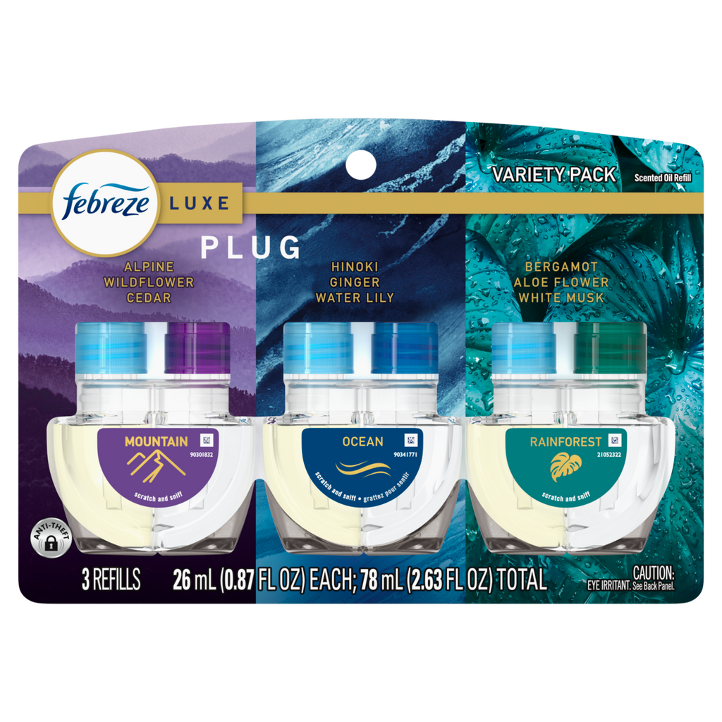 Febreze Plug In Air Freshener Odor-Fighting Scented Oil Refill Elemental Mix 3 Refill - (3x0.87)oz/6pk