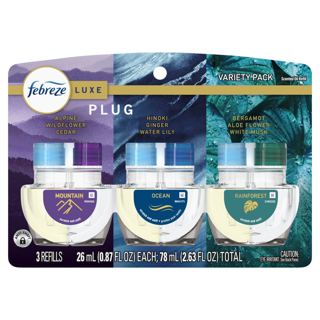 Febreze Plug In Air Freshener Odor-Fighting Scented Oil Refill Elemental Mix 3 Refill - (3x0.87)oz/6pk