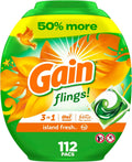 Gain Flings Laundry Detergent Island Fresh Scent T BZ - 112ct/4pk