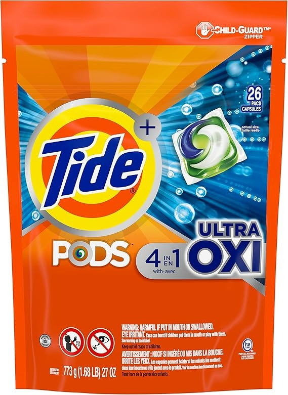 Tide 4-n-1 Ultra Oxi PODS Laundry Detergent Pacs HE Compatible - 26ct/4pk