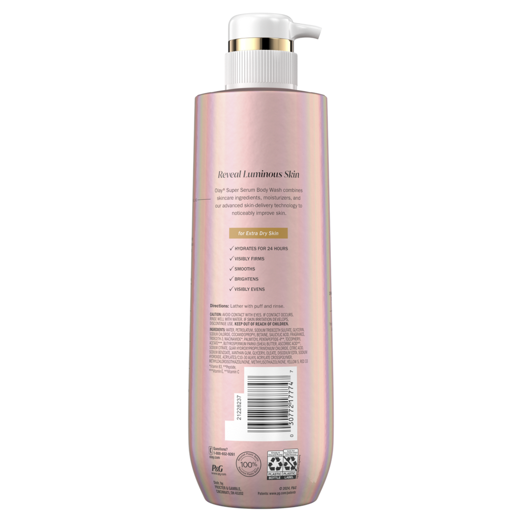 Olay Super Serum Body Wash for Extra Dry Skin Serum Complex for Luminous Skin - 18.5oz/4pk