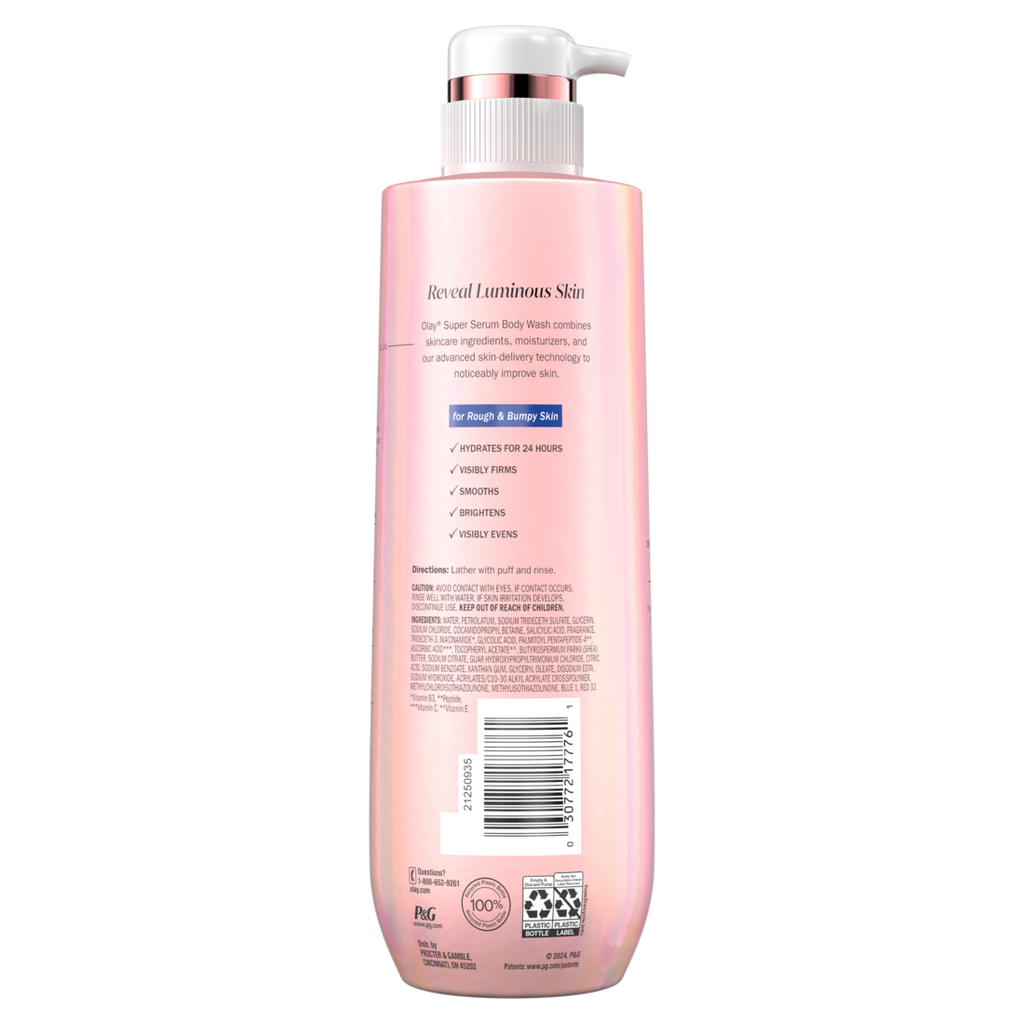 Olay Super Serum Body Wash for Rough & Bumpy Skin Serum Complex for Luminous Skin - 18.5oz/4pk