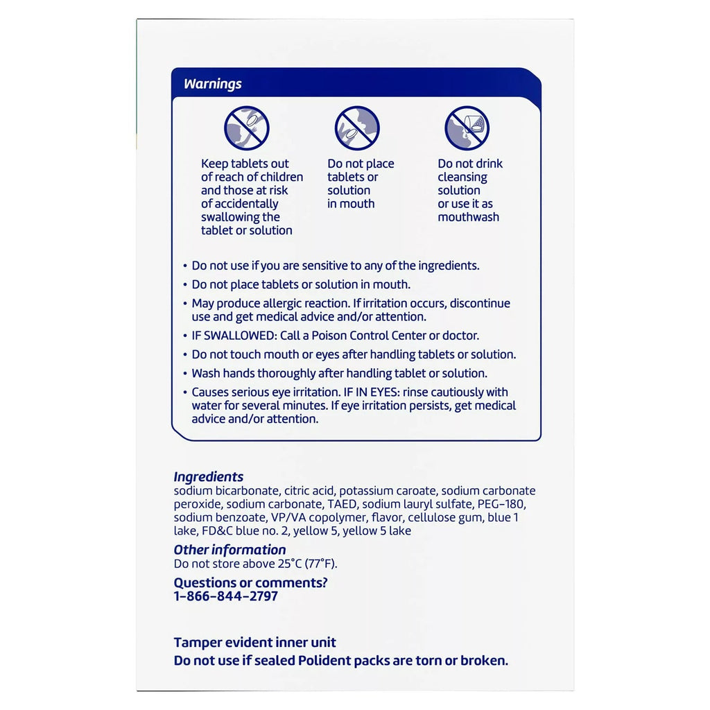 Polident Rapid Clean Dental Cleanser Tablets - (2x102)ct/1pk