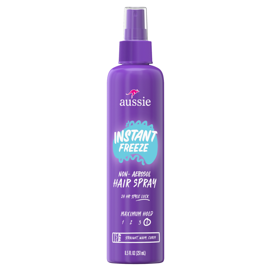 Aussie Instant Freeze Non-Aerosol Hair Spray For Curly Hair Wavy Hair And Straight Hair - 8.5oz/12pk