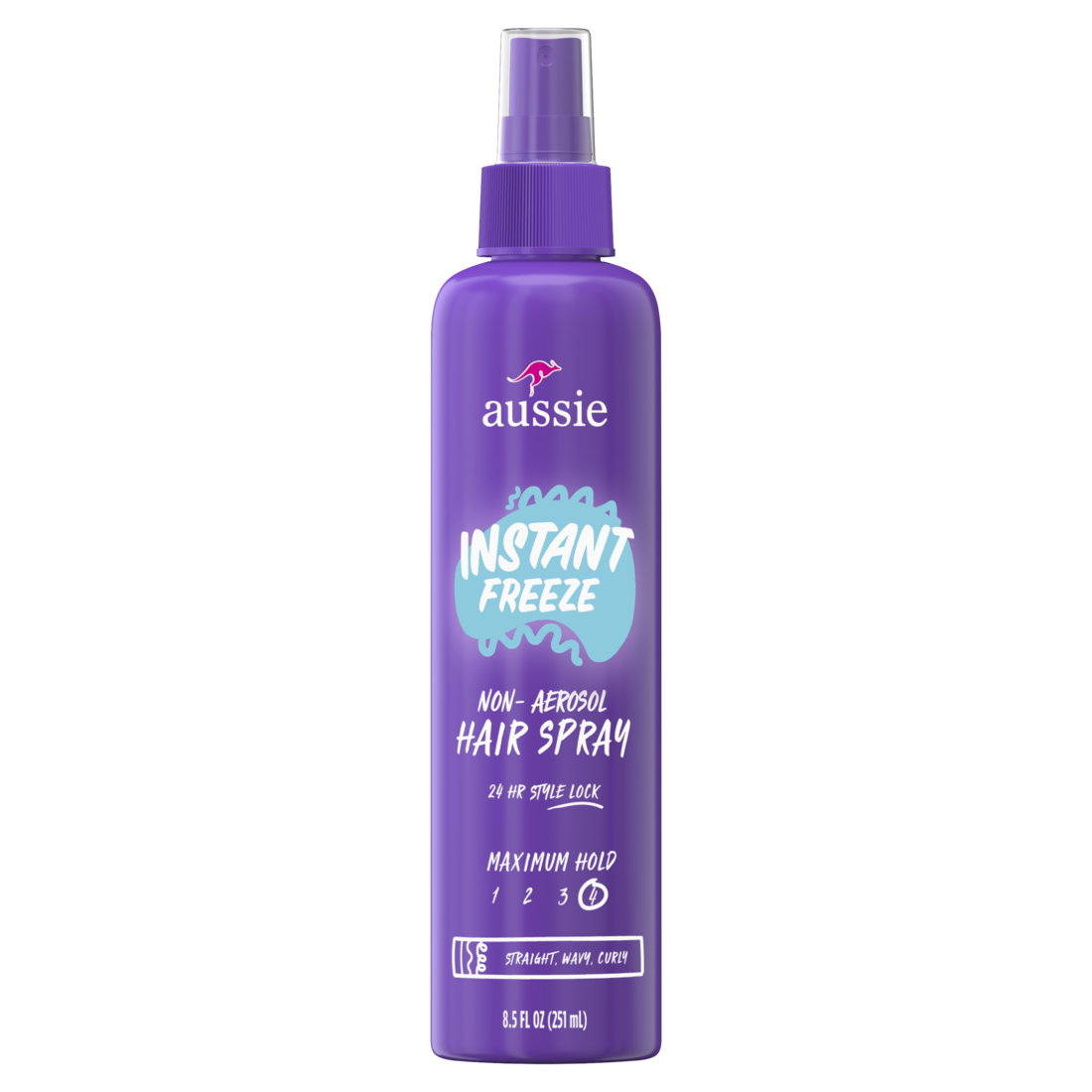 Aussie Instant Freeze Non-Aerosol Hair Spray For Curly Hair Wavy Hair And Straight Hair - 8.5oz/12pk