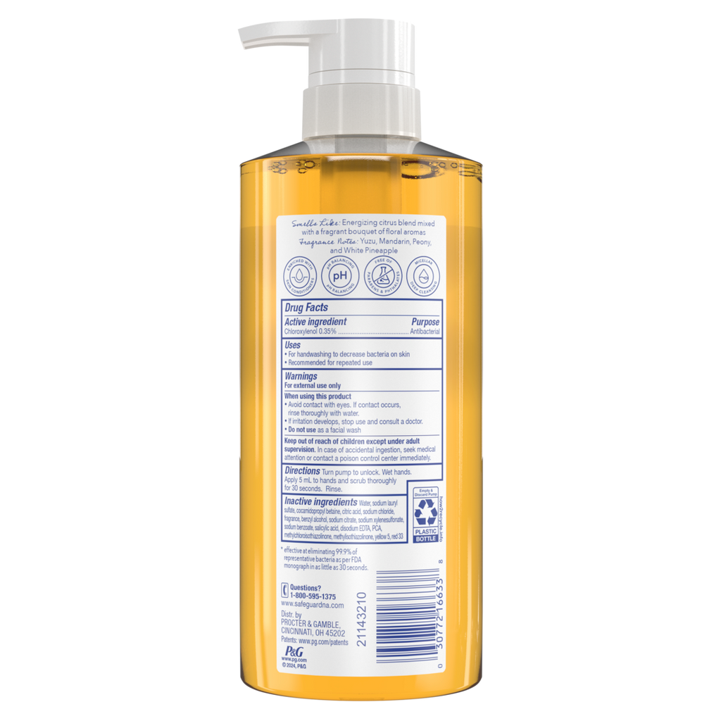 Safeguard Antibacterial Hand Wash Sparkling Citrus Scent - 15.5oz/4pk