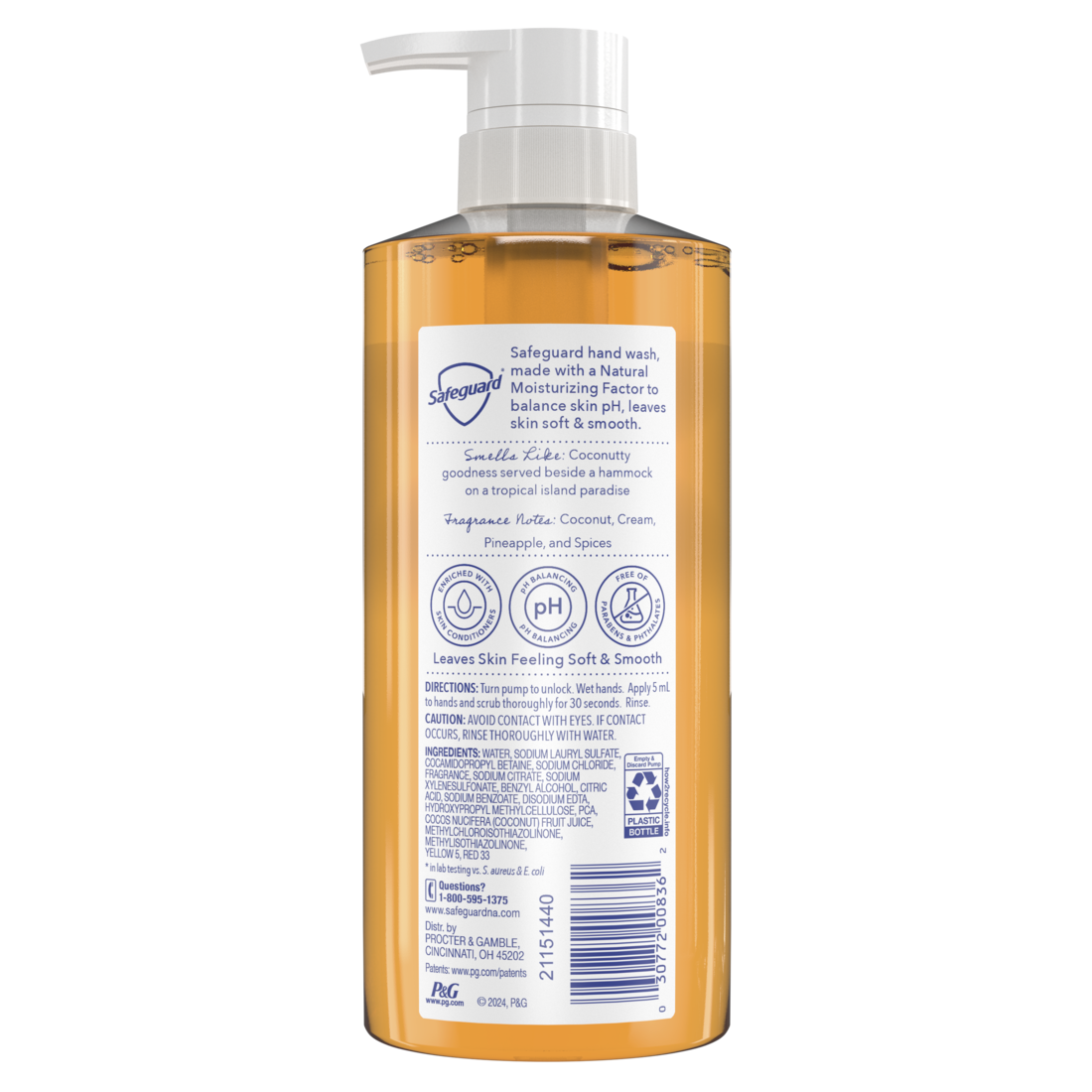 Safeguard Hand Soap Notes Of Coconut - 15.5oz/4pk