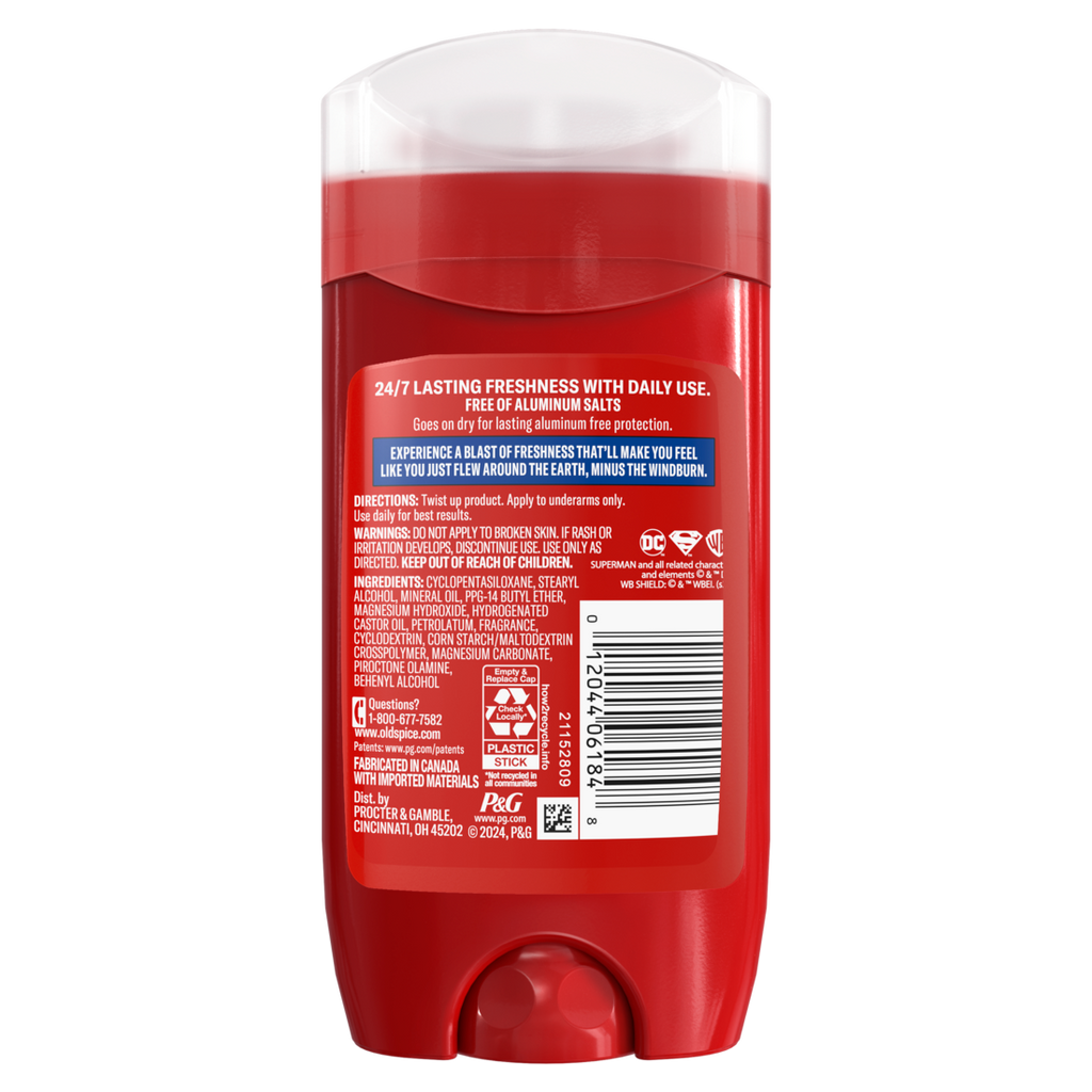 Old Spice Aluminum Free Deodorant For Men 24/7 Freshness Long Lasting Odor Protection Smell Like A Hero Superman Bright Citrus And Cosmos Scent - 3oz/12pk