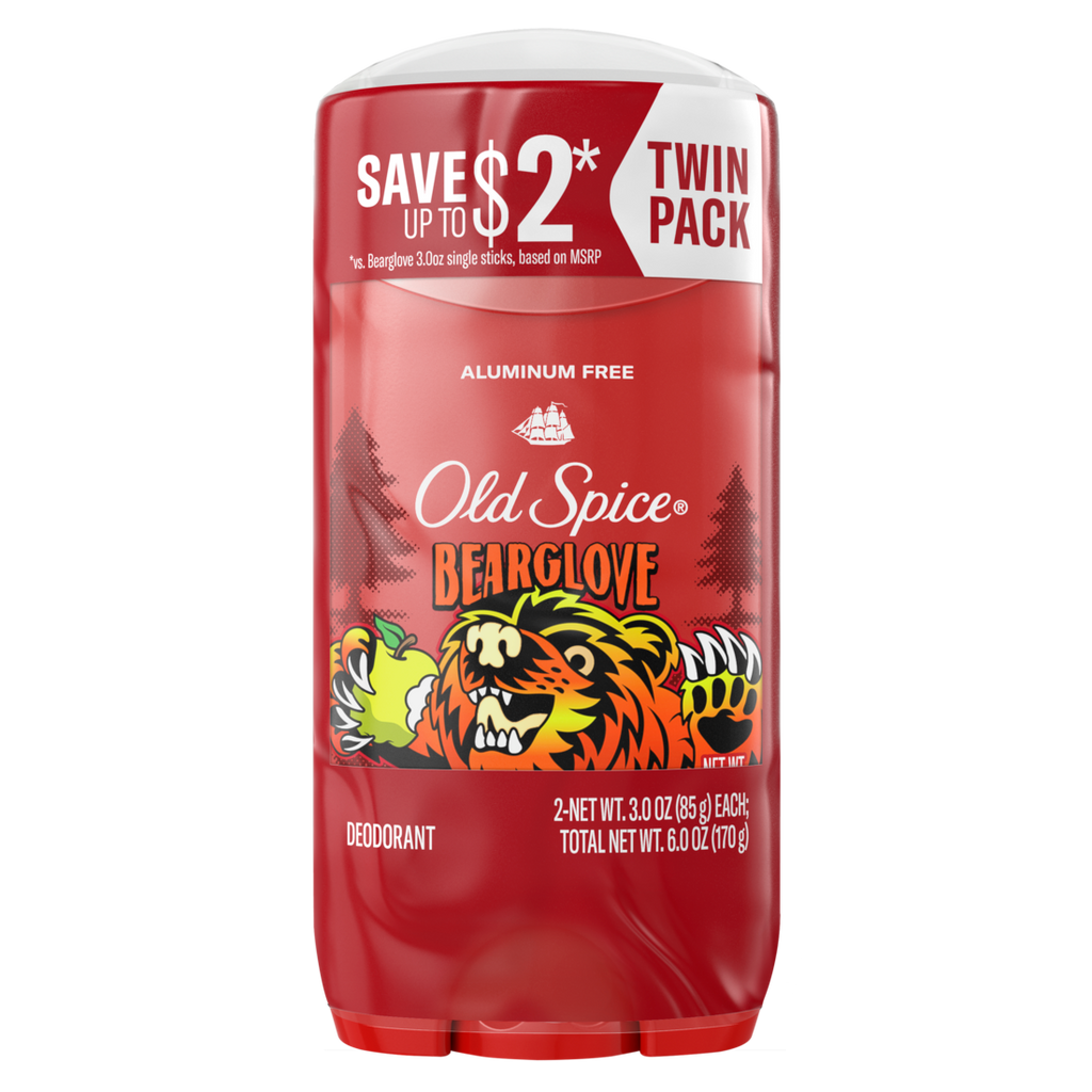 Old Spice Aluminum Free Deodorant For Men 24/7 Freshness Long Lasting Odor Protection Legendary Fragrance Bearglove Crisp Orchard Scent Twin Pack - (2x3.0)oz/6pk