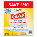 Glad ForceFlex Tall Kitchen Drawstring Trash Bags - Fragrance Free 13gal - 160ct/1pk