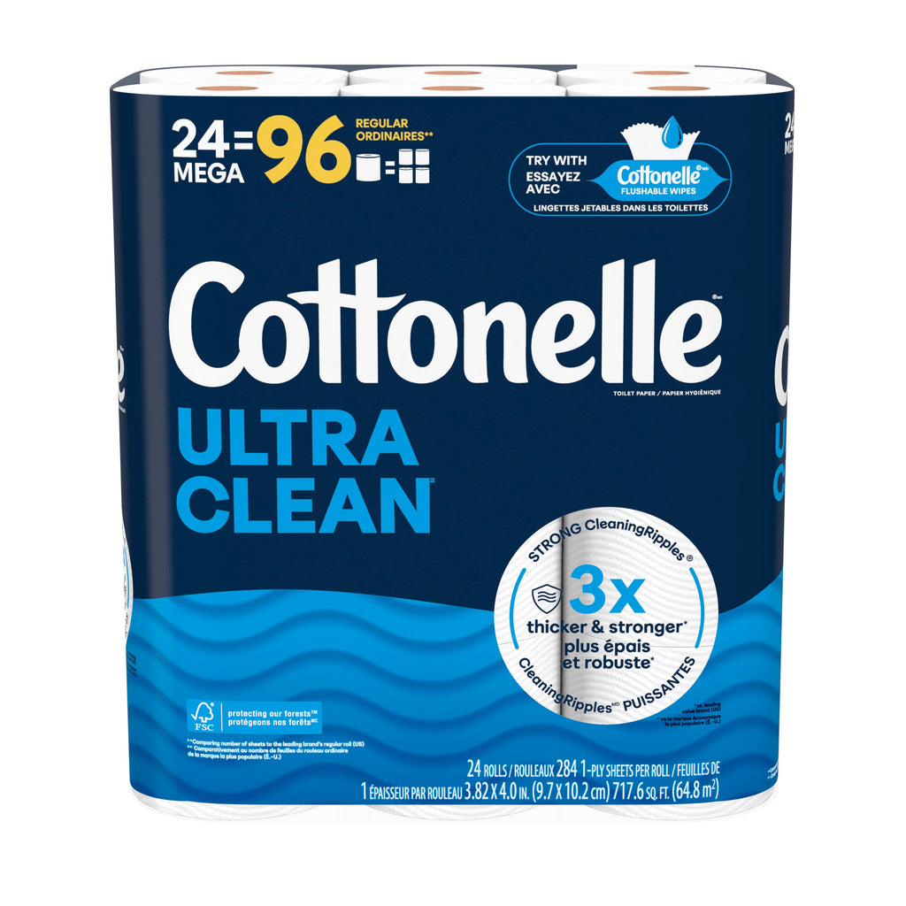Cottonelle Bathroom Tissue MR Clean Care 284 1-ply sheets per roll - 24ct/2pk