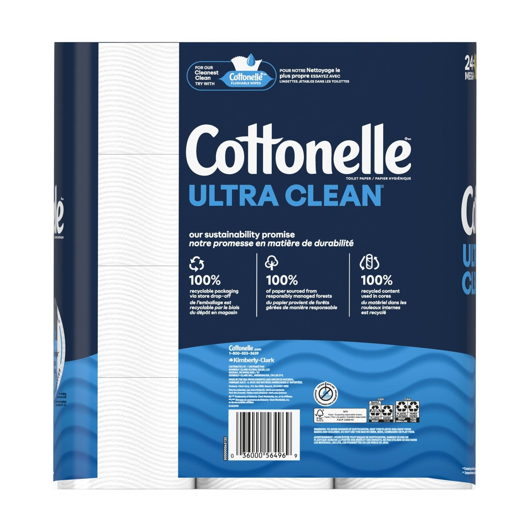 Cottonelle Bathroom Tissue MR Clean Care 284 1-ply sheets per roll - 24ct/2pk