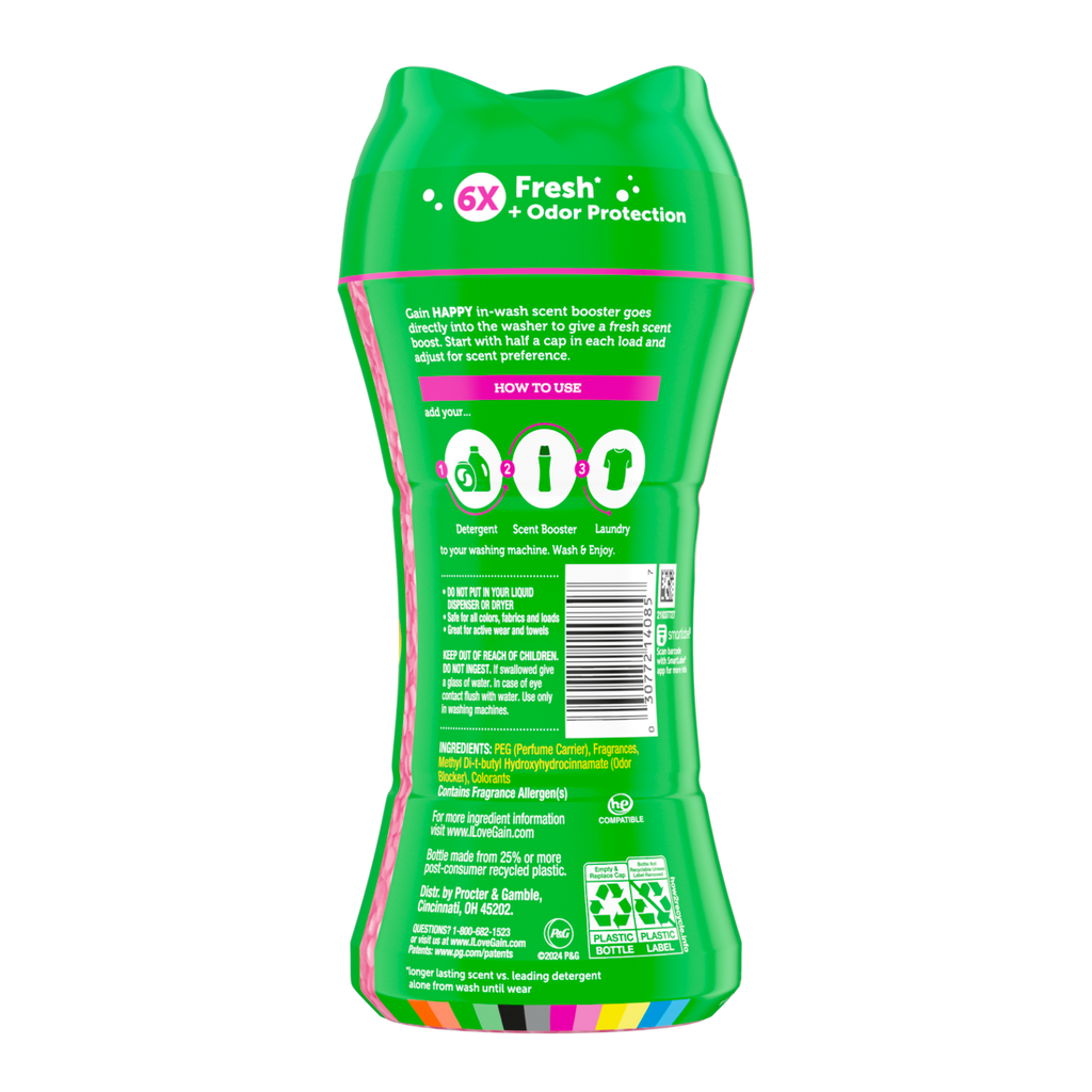 Gain In-Wash Laundry Scent Booster Beads Happy - 6.5oz/4pk