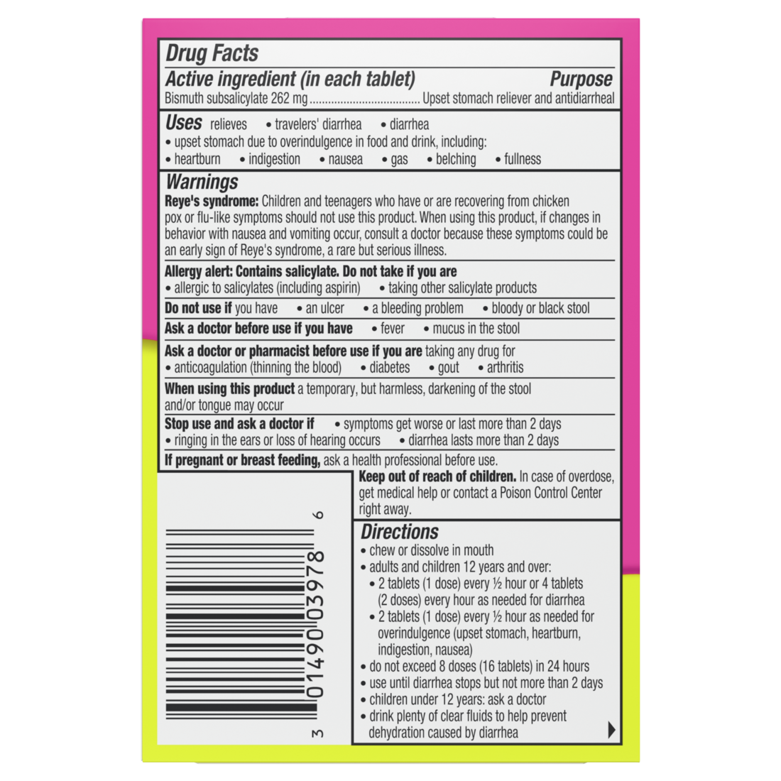 Pepto Bismol Cherry Chewable Tablets Upset Stomach Relief Nausea Relief Heartburn Relief Indigestion Relief Anti Diarrhea Medication For Adults - 5 Symptom Relief - 30ct/24pk