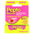 Pepto Bismol Cherry Chewable Tablets Pocket To-Go Upset Stomach Relief Nausea Relief Heartburn Relief Indigestion Relief Anti Diarrhea Medication For Adults - 5 Symptom Relief - 12ct/24pk