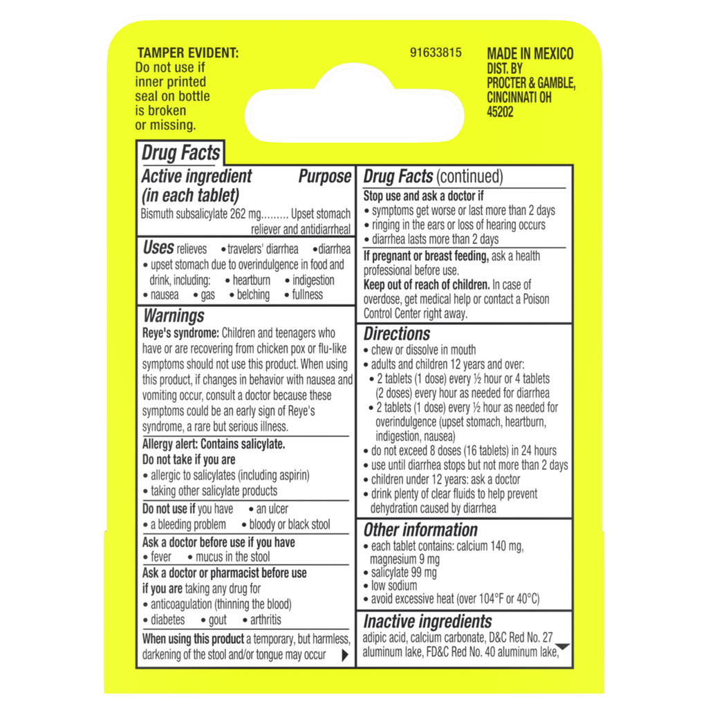 Pepto Bismol Cherry Chewable Tablets Pocket To-Go Upset Stomach Relief Nausea Relief Heartburn Relief Indigestion Relief Anti Diarrhea Medication For Adults - 5 Symptom Relief - 12ct/24pk