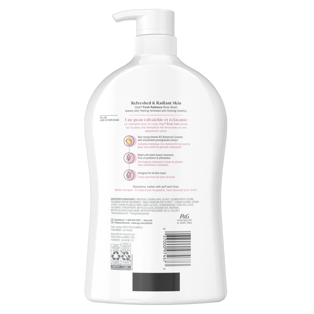 Olay Fresh Outlast Body Wash White Strawberry & Mint - 33oz/4pk