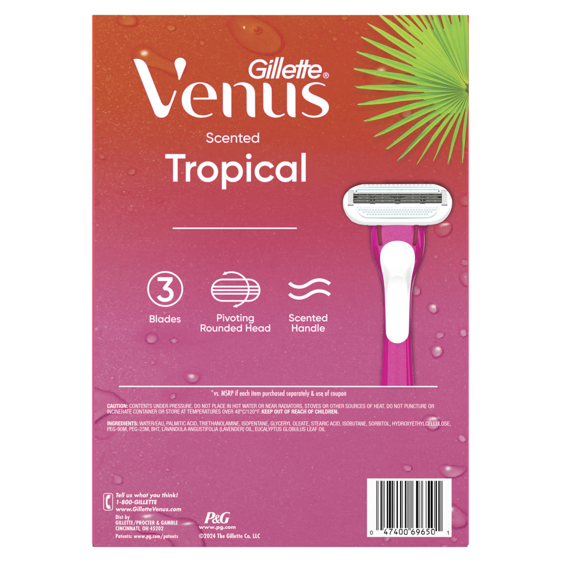 Gillette Venus Tropical Women's Disposable Razors (4ct) + 1 Ultra Sensitive Shave Gel Holiday Gift Set (7.0oz) - 1set/6pk