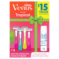 Gillette Venus Tropical Women's Disposable Razors (4ct) + 1 Ultra Sensitive Shave Gel Holiday Gift Set (7.0oz) - 1set/6pk