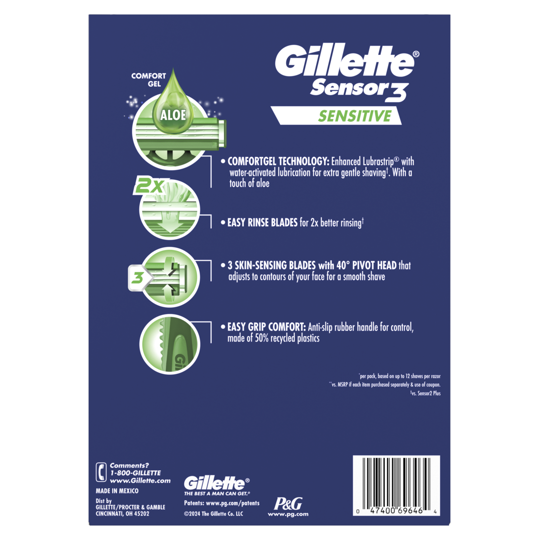 Gillette Sensor3 Sensitive Men's Disposable Razor - 9ct/6pk